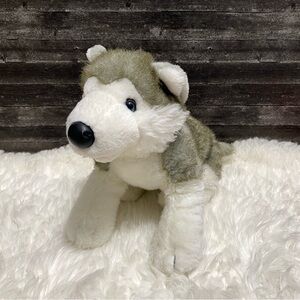 BUILD A BEAR SIBERIAN HUSKY GREY WOLF DOG PLUSH REALISTIC BLUE EYES RETIRED